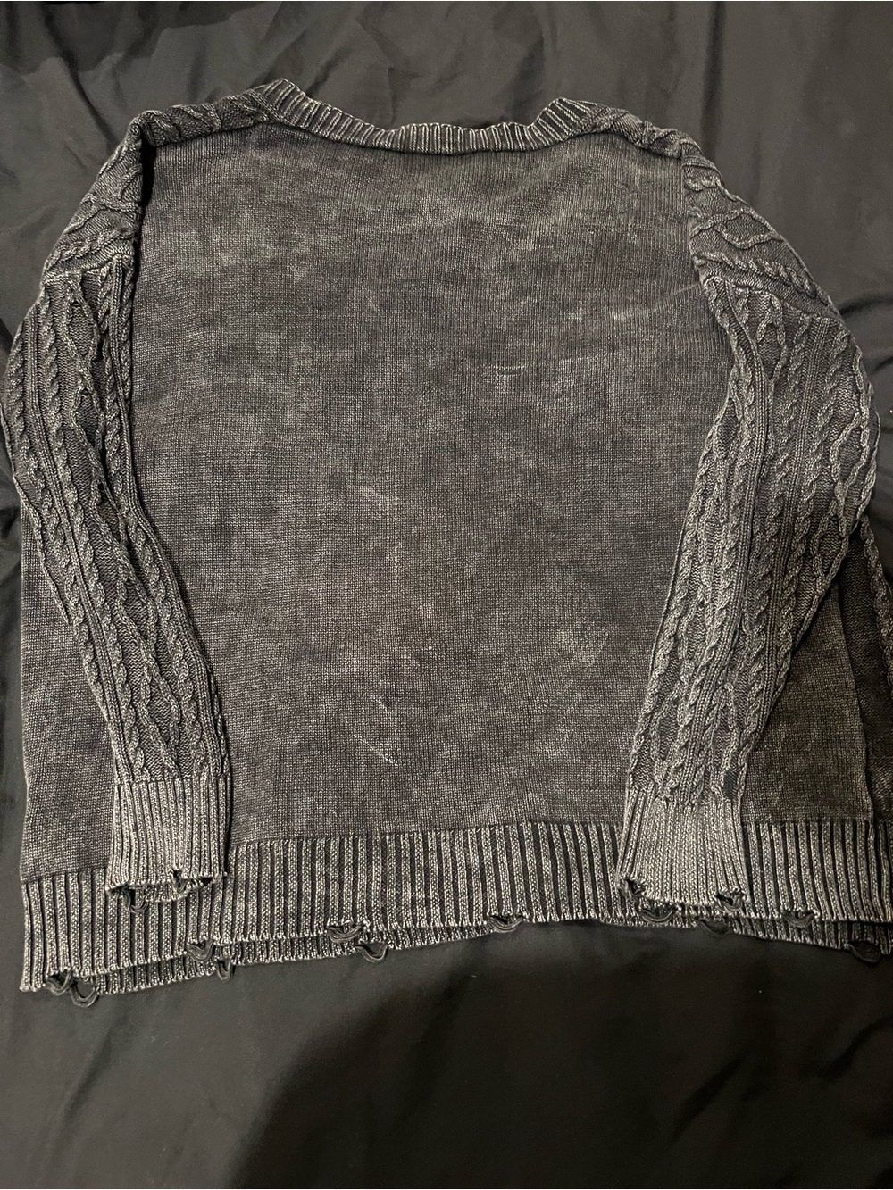 SHEIN Black Cable Knit V-Neck Button Cardigan - Picture 2 of 2